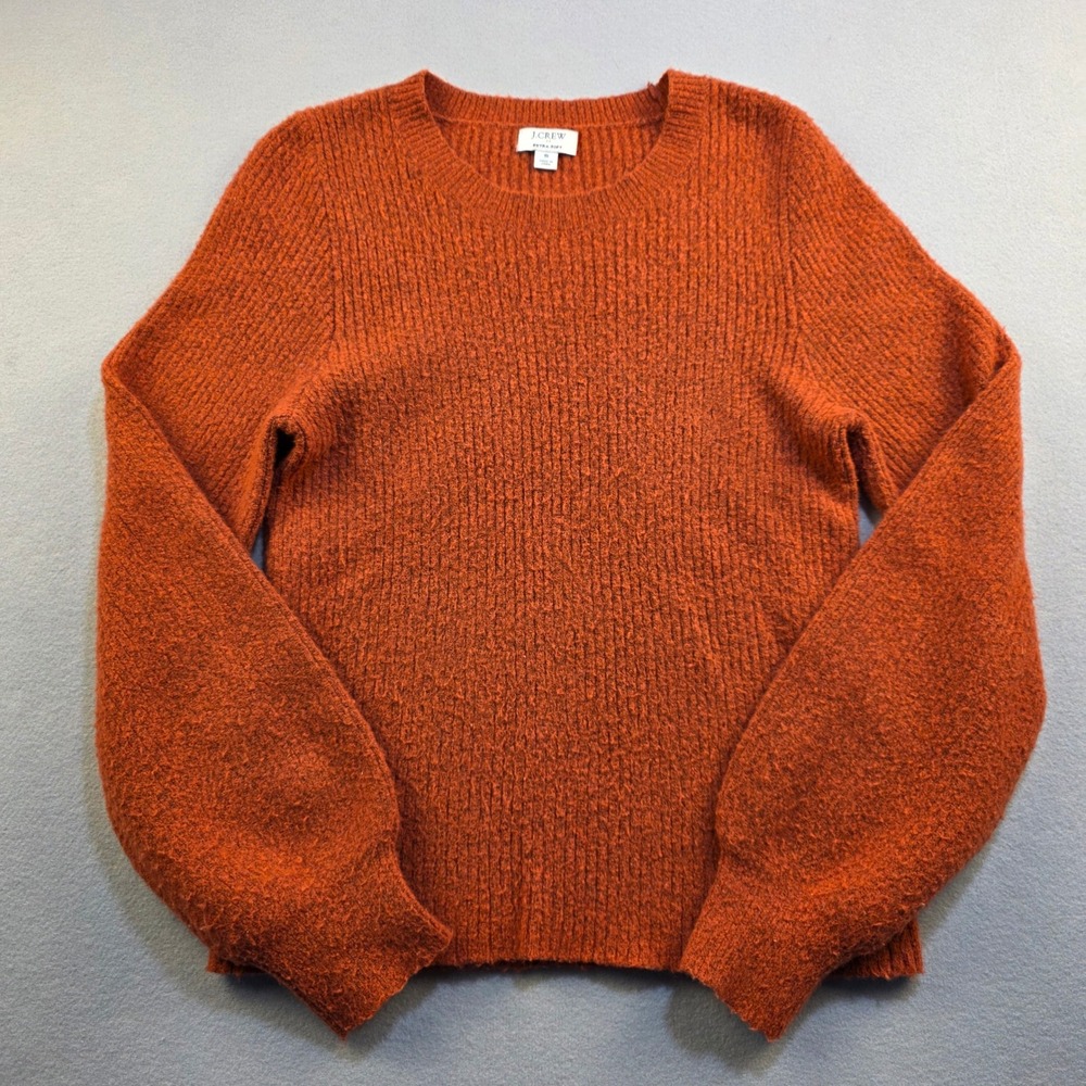 J.Crew Extra-Soft Ribbed Sweater Womens Small Burnt Orange Crew Neck Long Sleeve